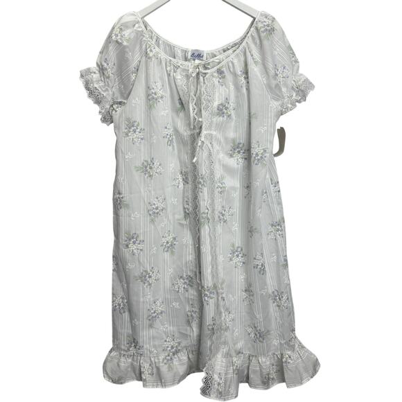 Vintage Ballet Peignoir Set Size M White Floral Cotton Blend Robe Gown Short New - Picture 1 of 12